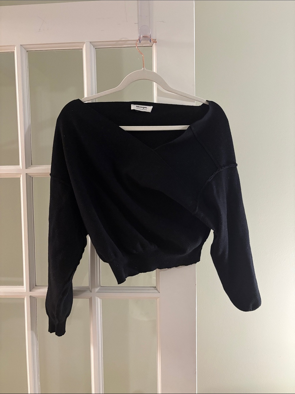 SHOWPO Black cut in shoulder Cropped Sweater